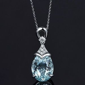 New Light blue natural stone necklace pend…